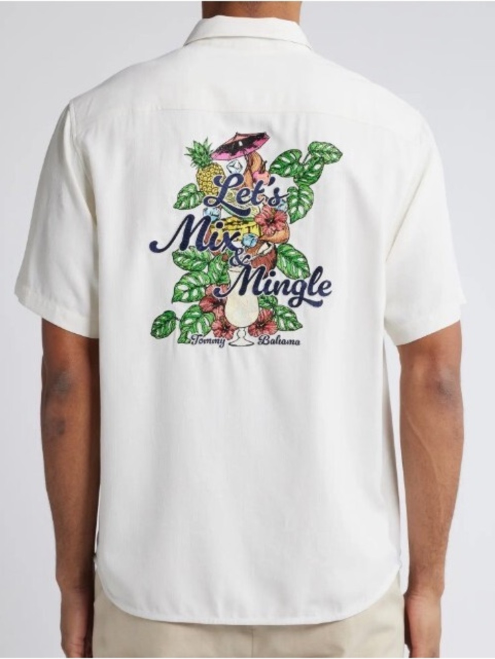 Tommy Bahama Lets Mix And Mingle Camp Embroidered Silk Shirt - Continental 2XL